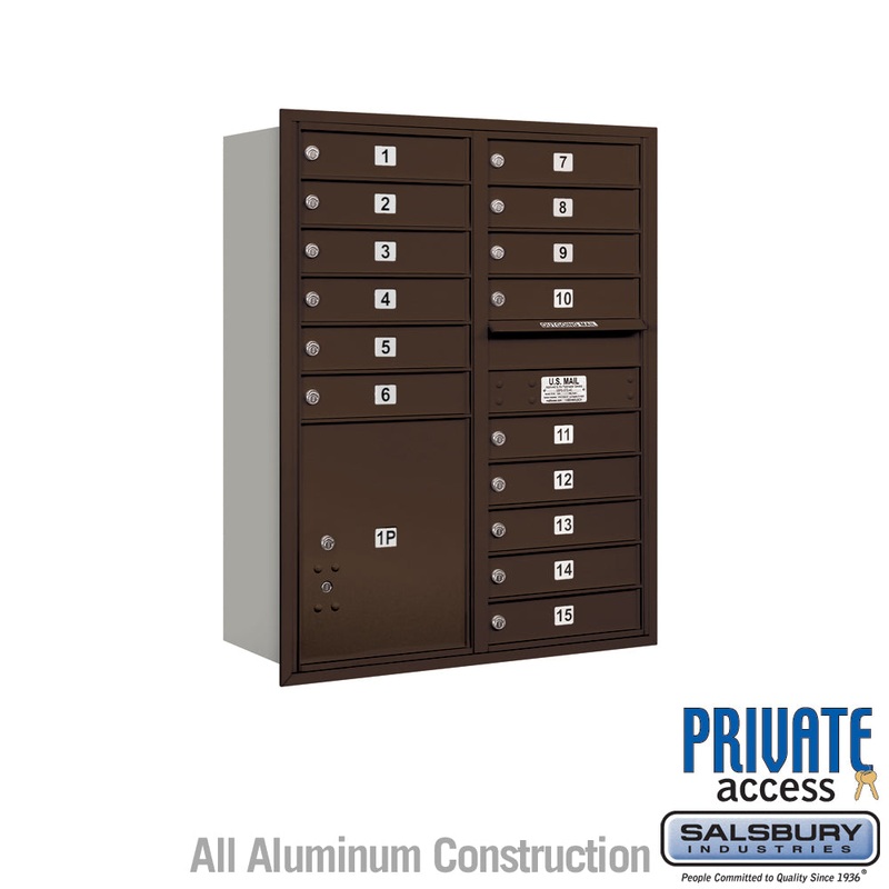 11 Door High Recessed Mounted Mailbox with Parcel Locker – Bronze – Rear Loading