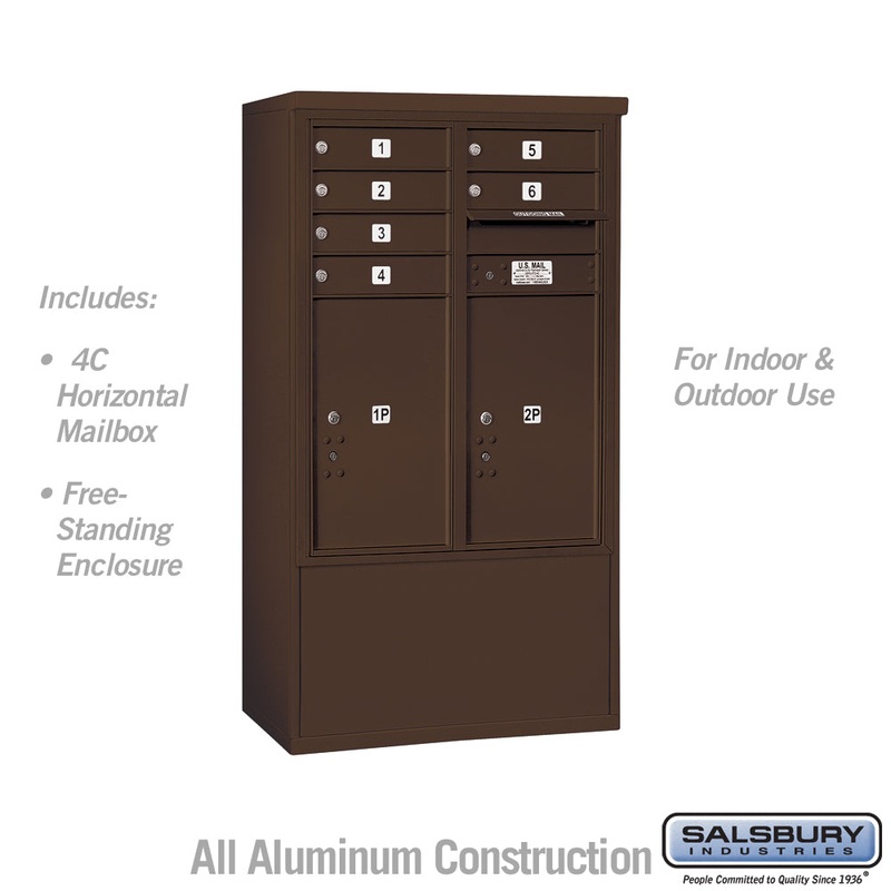 10 Door High Free-Standing 4C Horizontal Mailbox with Parcel Lockers in Bronze