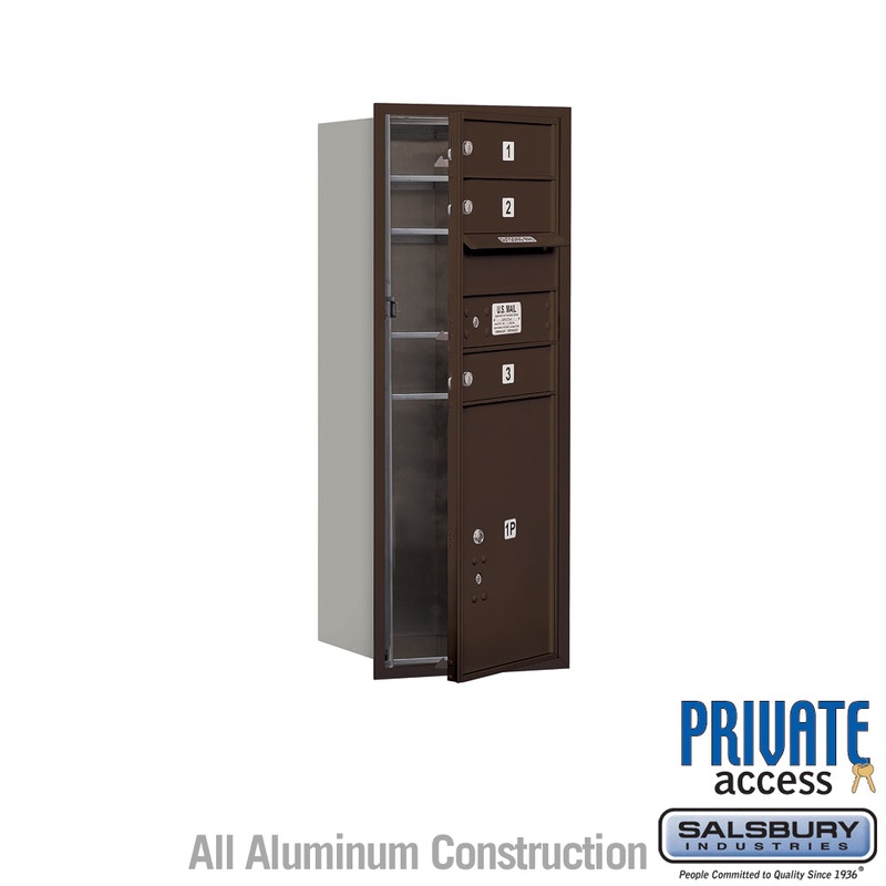 10 Door High Recessed Mounted 4C Horizontal Mailbox with Parcel Locker – Bronze – Private Access