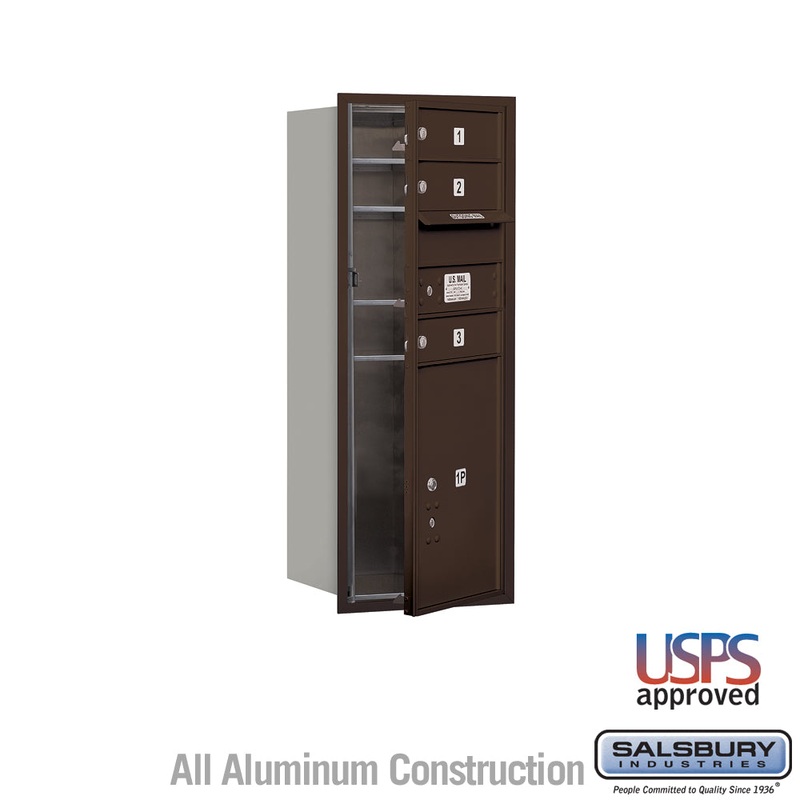 10 Door High Recessed Mounted 4C Horizontal Mailbox with Parcel Locker in Bronze