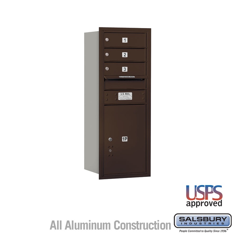 10 Door High Recessed Mounted 4C Horizontal Mailbox with Parcel Locker – Bronze – Rear Loading