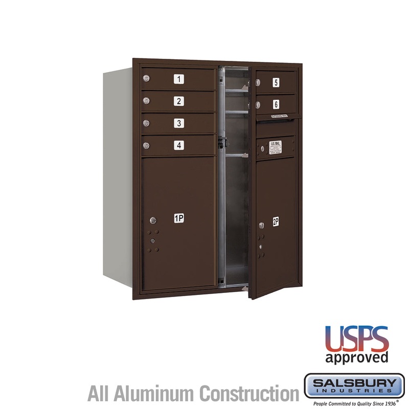 10 Door High Recessed Mounted 4C Horizontal Mailbox with Parcel Lockers in Bronze – USPS Approved