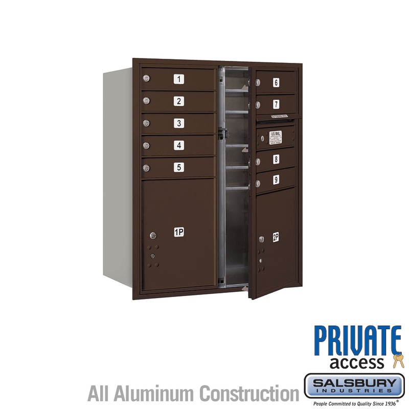 10 Door High Recessed Mounted Mailbox with Parcel Lockers in Bronze