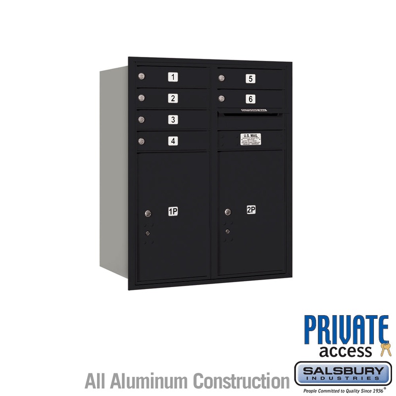 10 Door High Recessed Mounted 4C Horizontal Mailbox with Parcel Lockers – Black – Rear Loading