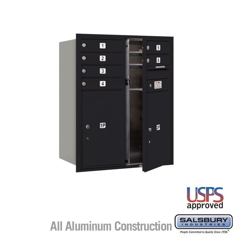 10 Door High Recessed Mounted 4C Horizontal Mailbox with Parcel Lockers – Black – USPS Access