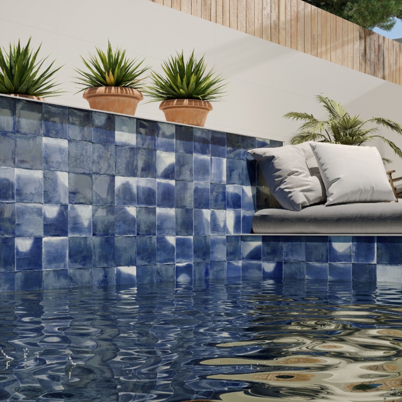 Aqua Blue Porcelain Decor Square Tile