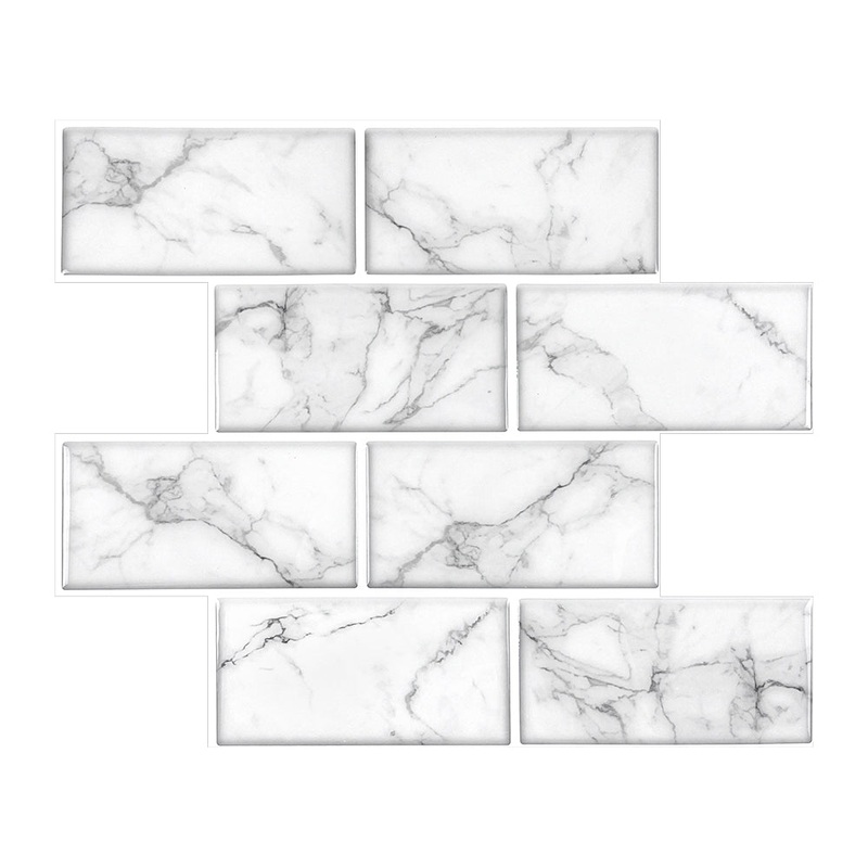 3D Peel & Stick Carrara White Metro Gloss Mosaic