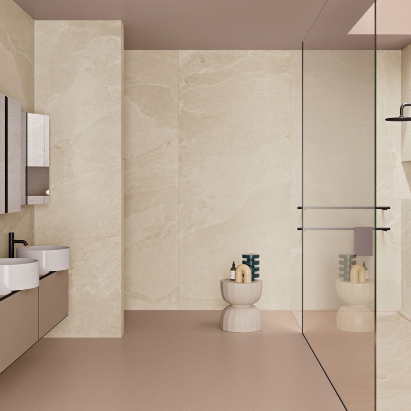 Ardesia Beige Porcelain Decor Large Format Tile