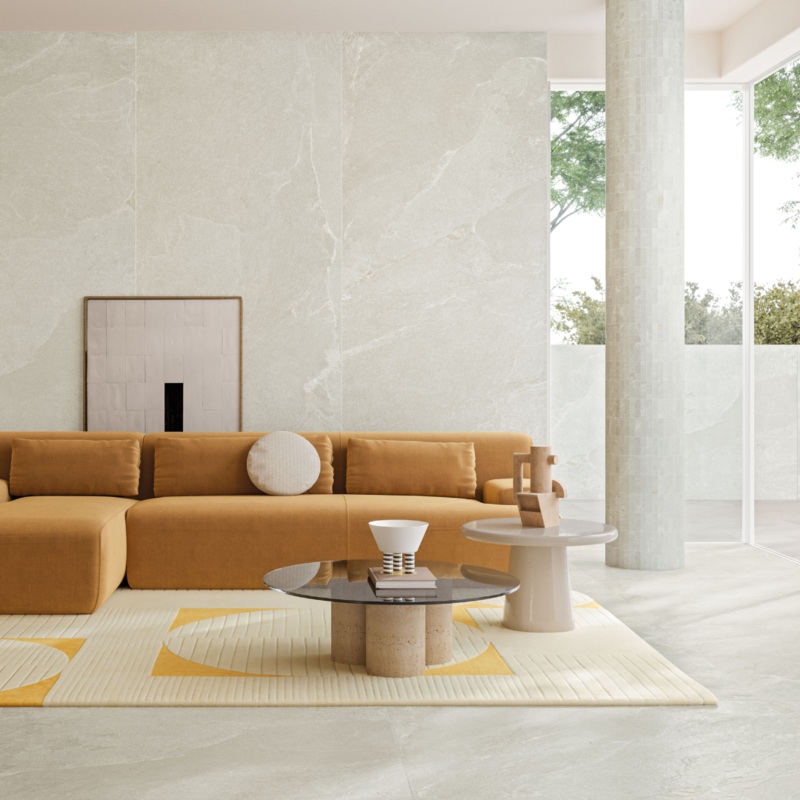 Ardesia Blanco Porcelain Decor Large Format Tile
